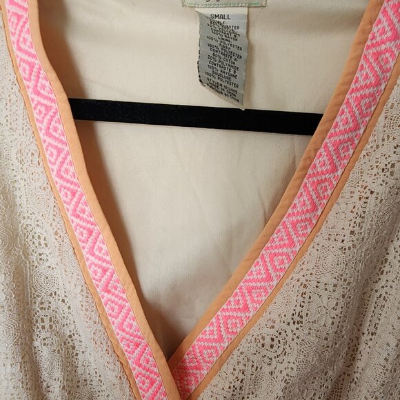 Flying Tomato Maxi Dress Sleeveless Lined Lace Ribbon Accent Chiffon Sz s - Picture 4 of 7